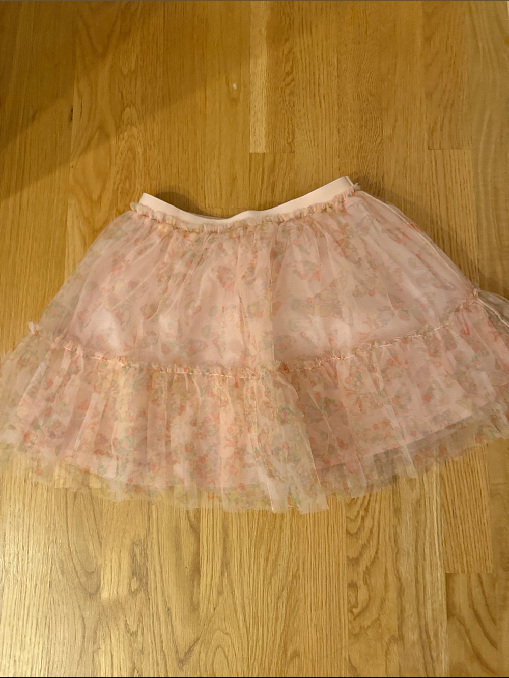 Mini Boden Pale Pink Floral Tulle Tiered Skirt